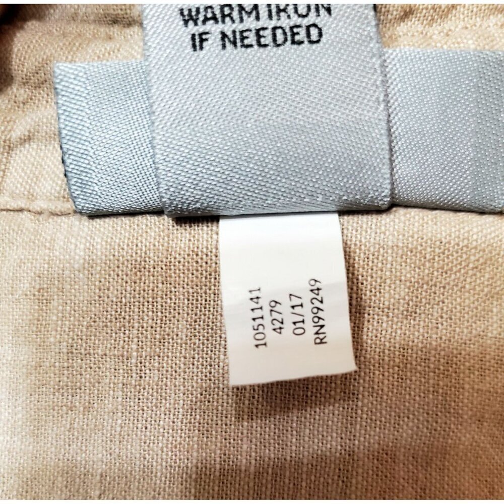 Catherines Women’s Linen Blend Beige Button Down 3/4 Sleeved Shirt Womens 3XL - Picture 12 of 15